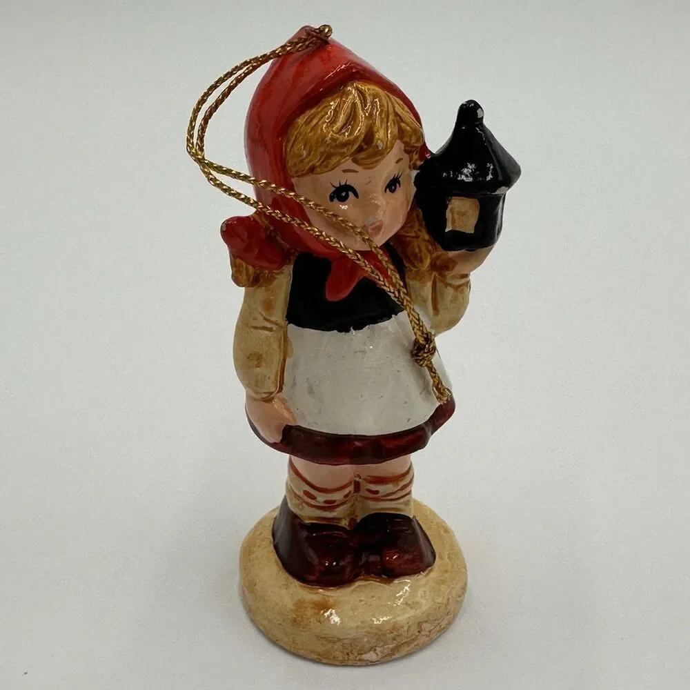Enesco Ceramic Christmas Tree Ornament Girl Holding Lantern Vintage Retro VTG
